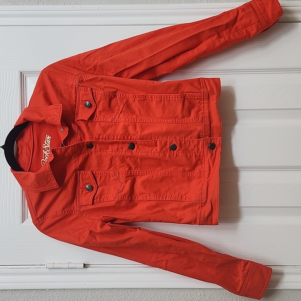 Old Navy Bright Red/Orange Denim Jacket, Size XS